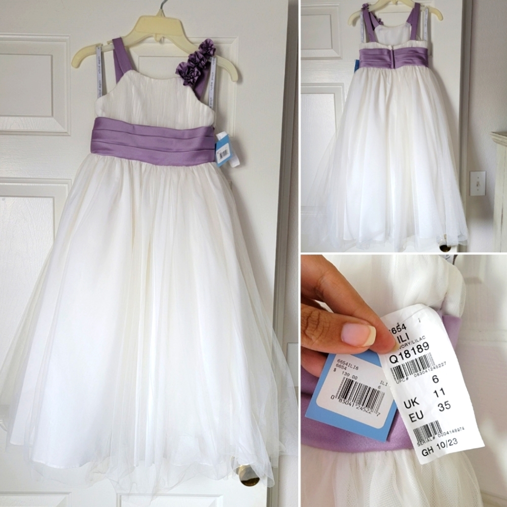 NWT Ivory and Lilac Flower Girl Dress